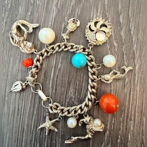 Vintage 1950s 1960s Sea Life Underwater Charm Bracelet